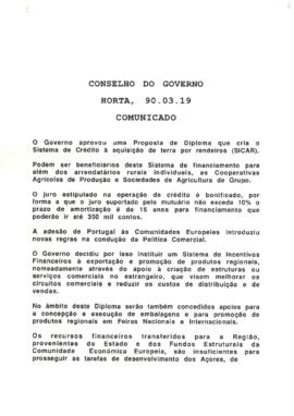 Comunicado do Conselho do Governo de 19 de março de 1990