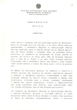 Comunicado do Conselho do Governo de 30 de outubro de 1987