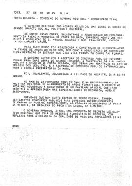 Comunicado do Conselho do Governo de 27 de maio de 1988