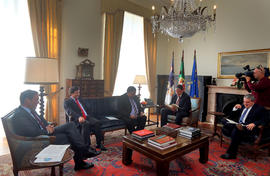 A Direção da Câmara do Comércio e Indústria de Ponta Delgada, em audiência, com o presidente do G...