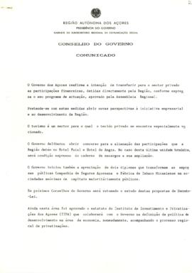 Comunicado do Conselho do Governo de 23 de agosto de 1989