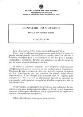 Comunicado do Conselho do Governo de 6 de setembro de 1995