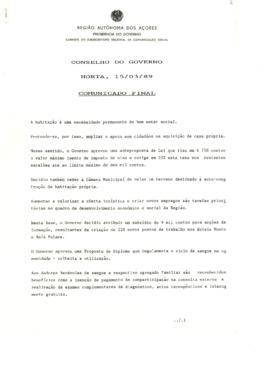 Comunicado do Conselho do Governo de 15 de março de 1989