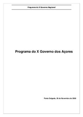 Programa do X Governo Regional dos Açores