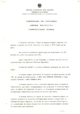 Comunicado do Conselho do Governo de 11 de janeiro de 1989