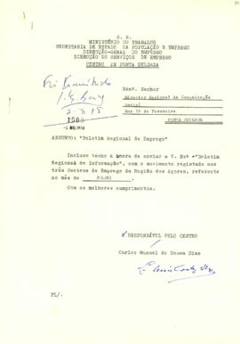 Ofício de envio do "Boletim Regional de Informação" - julho 1978