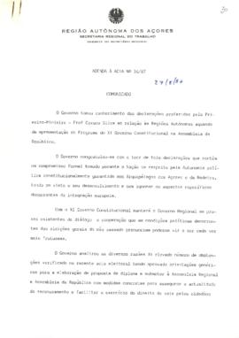 Comunicado do Conselho do Governo de 27 de agosto de 1987