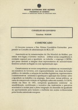 Comunicado do Conselho do Governo de 9 de março de 1995