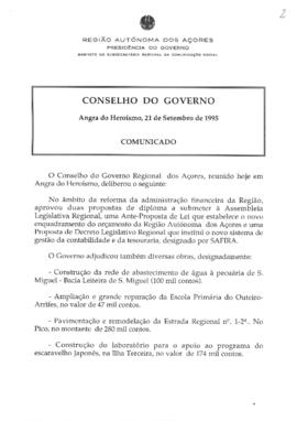 Comunicado do Conselho do Governo de 21 de setembro de 1995
